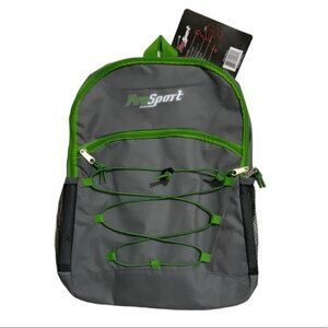 Pro Sport Backpack Day Hike School Book Bag Adjustable Padded Straps Grey Green